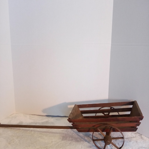 Antique Primitive Pull Toy Childs Wagon Pine Wood Rustic Display Cart Original - Picture 8 of 10